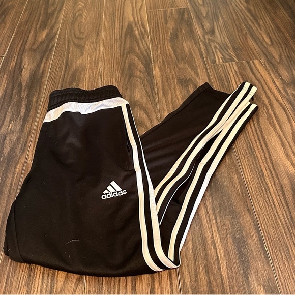 Adidas Black and White Pants with Iconic Three-Stripe Design - Picture 1 of 5